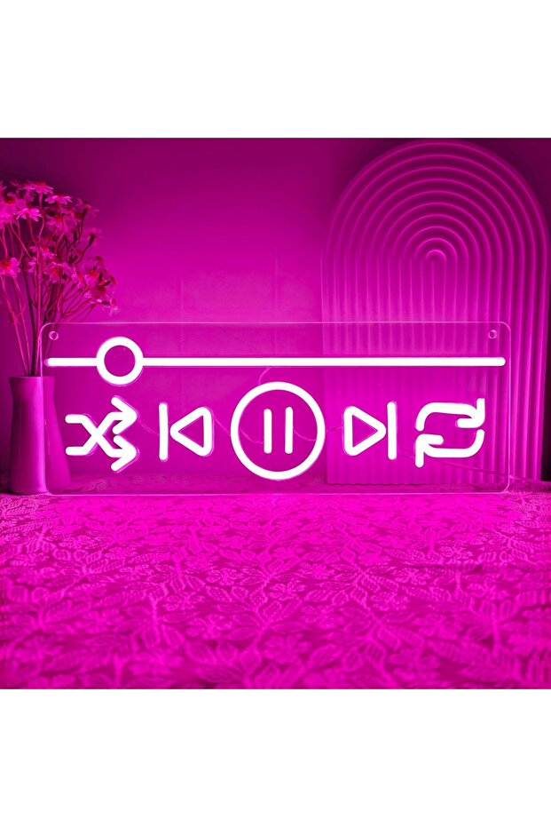 لافتة نيون LED موسيقية 20×40 سم، إضاءة وردية، قاعدة أكريليك 6 مم لديكور الاستوديو
