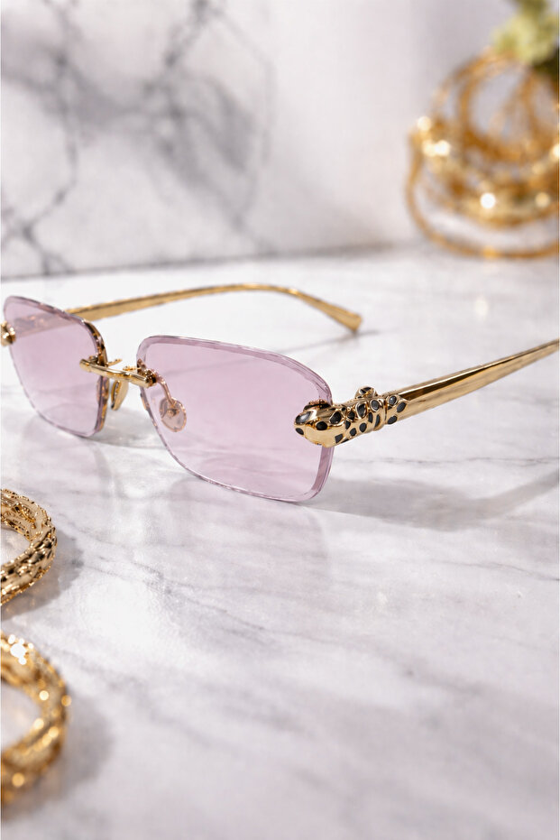 Kaplan Frameless Sunglasses with Purple Lenses