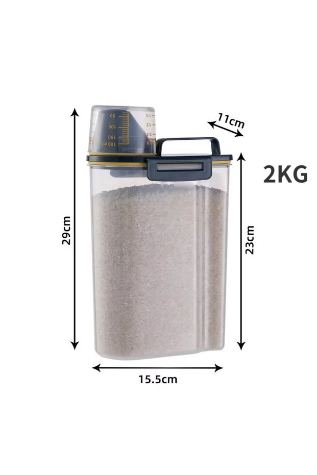 2KG Black 1.5kg/2kg Cup Food Store Container Dog Cat Measuring Pail Plastic Tank with Moisture-Pro