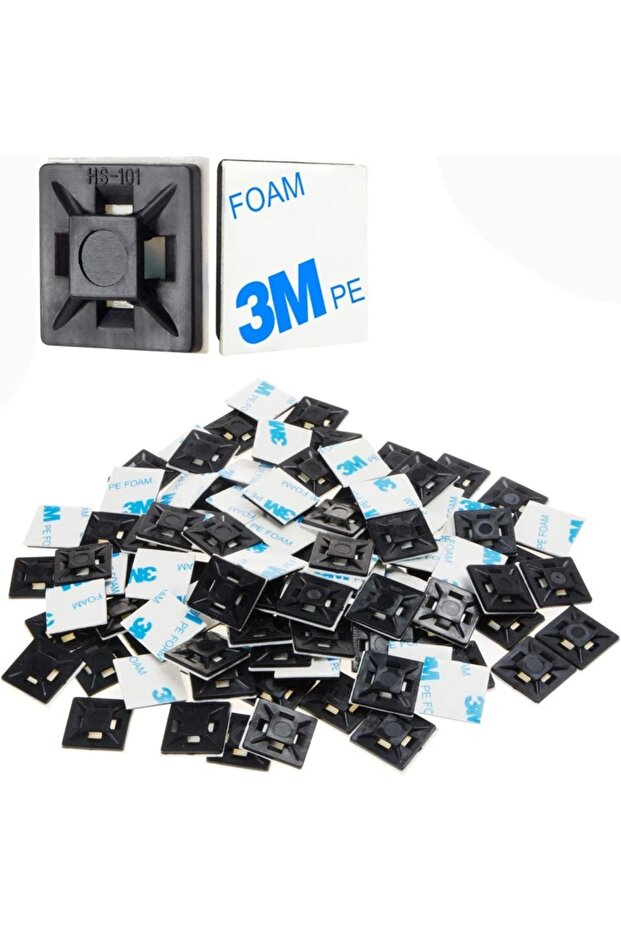 100pcs Black 100pcs Black/White Self Adhesive Cable Zip Tie Mounts Wire Cable Clips Holders Manageme