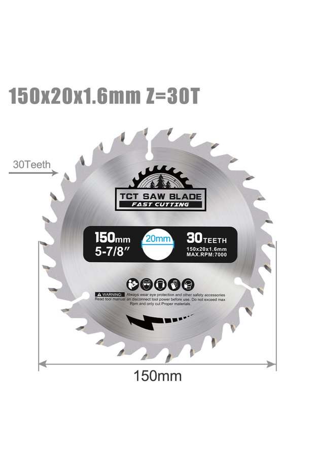 150x1.6x20x24T XCAN 1PC 150mm TCT Circular Saw Blade 16/24/30T Carbide Saw Blade Bore 20mm Woodworki