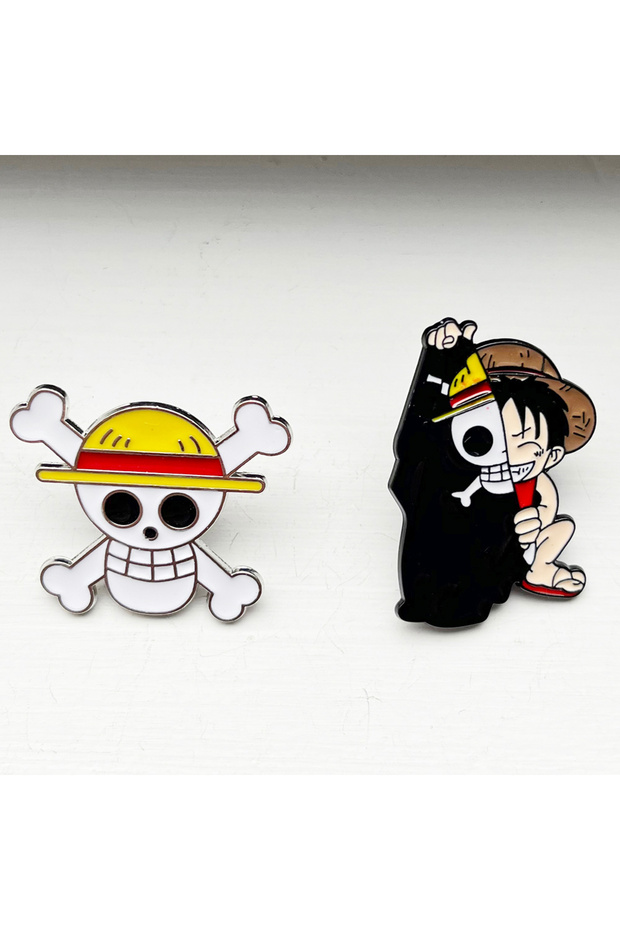 Bandai 2pcs Brooches 2pcs One Piece Luffy Anime Lapel Pins Set Enamel Brooches for Backpack Men Wome