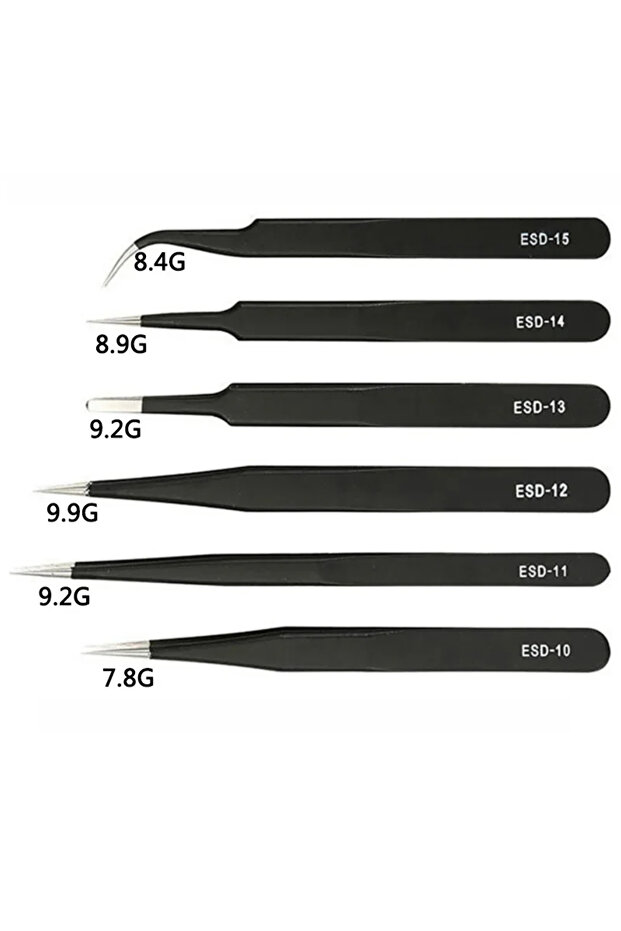 6 Pcs set 6PCS Anti-Static Stainless Steel Tweezers Set for Electronics Phone Repairing Tool Eyeb
