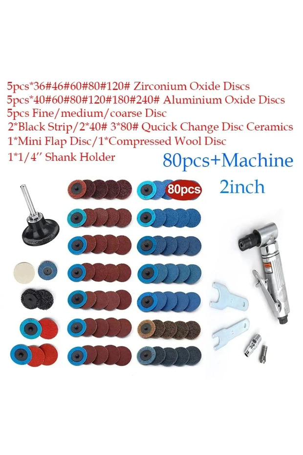 with 80pcs Mini 1/4 Air Angle Die Grinder 90 Degree Pneumatic Grinding Polisher Mill Engraving Machi
