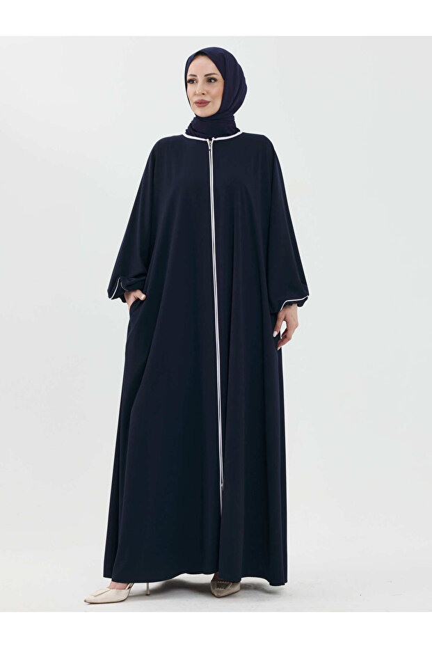 Lamira Biyeli Medina Silk Abaya - Navy Blue