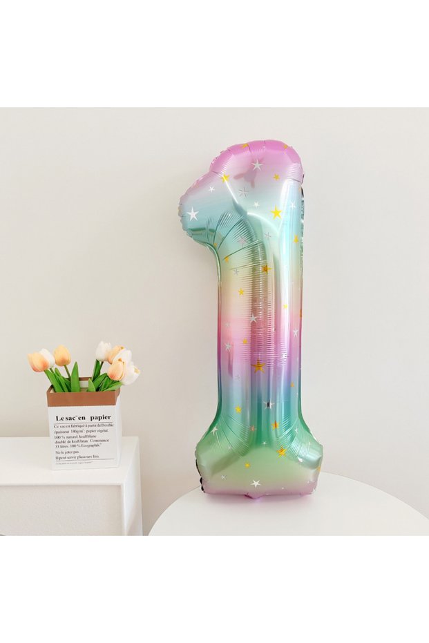 40inch number 1 40inch Star Sky Gradient Digital Foil Balloon Rainbow Number 0-9 Helium Balloons Bab
