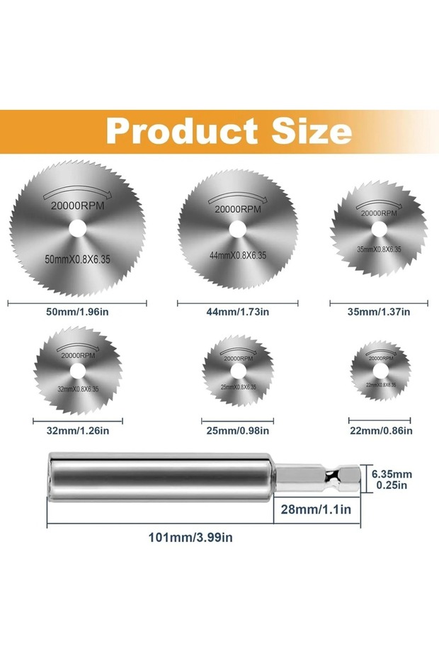 Set 1 HSS Circular Saw Blade Set 1/4 Inch Hex Shank Multi-Function Cutting Disc for Rotary Tool Meta