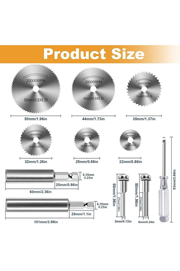 Set 3 HSS Circular Saw Blade Set 1/4 Inch Hex Shank Multi-Function Cutting Disc for Rotary Tool Meta
