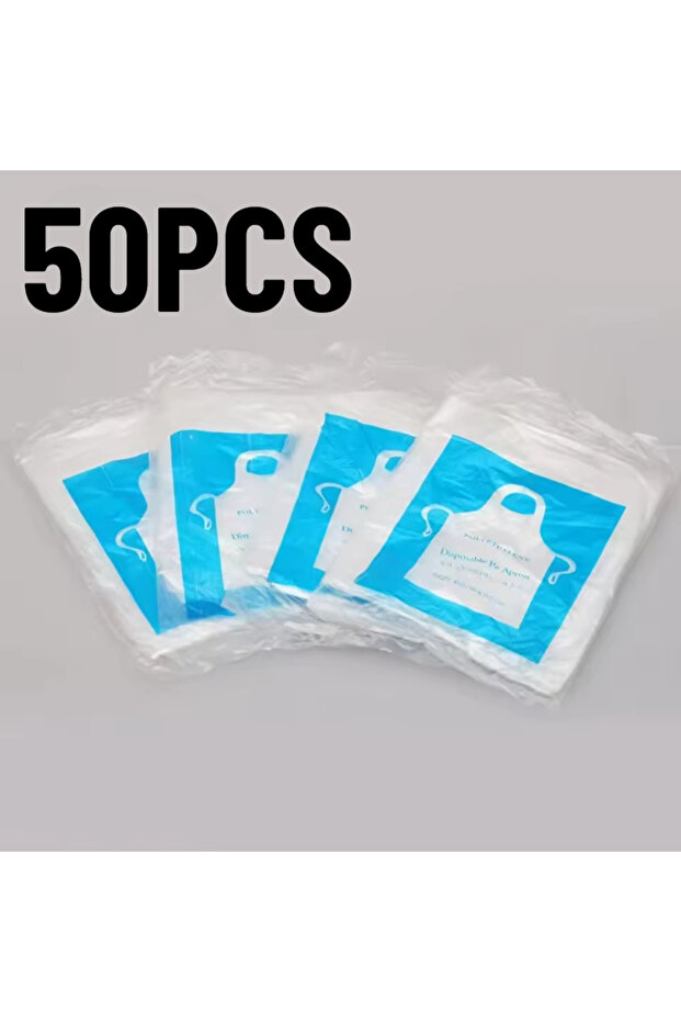 95x60 سم 50 قطعة 50/100 قطعة مريلة بلاستيكية للاستخدام مرة واحدة معبأة بشكل فردي شفافة مناسبة للاستخدام المنزلي