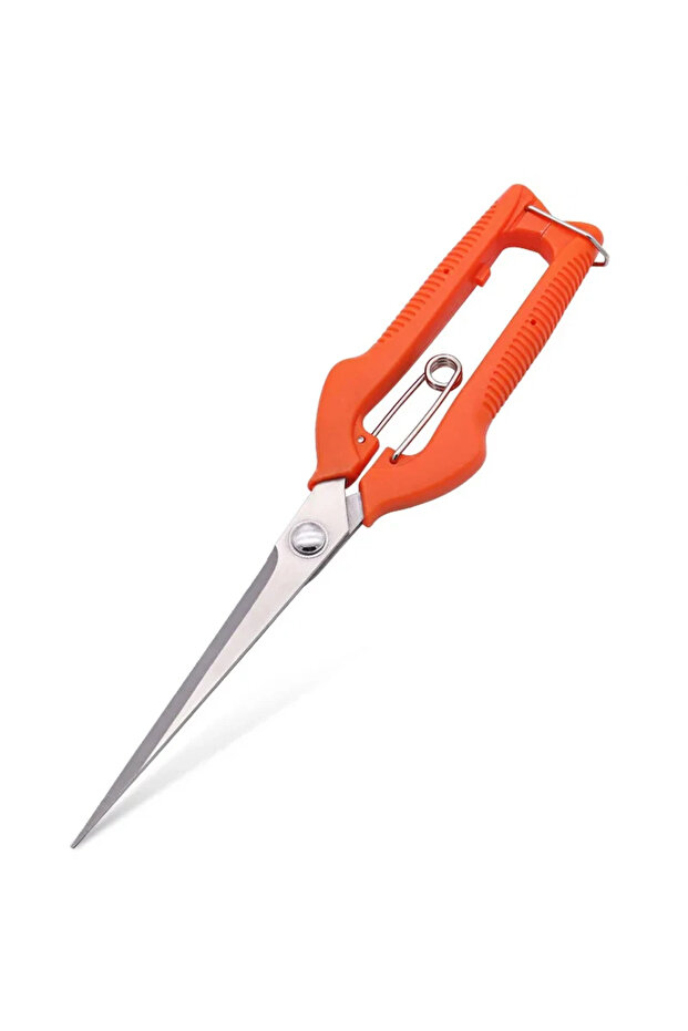 Red Multi-Purpose Pruning Scissors – Stainless Steel Fruit Picking & Trimming Tool with Lock for Gra