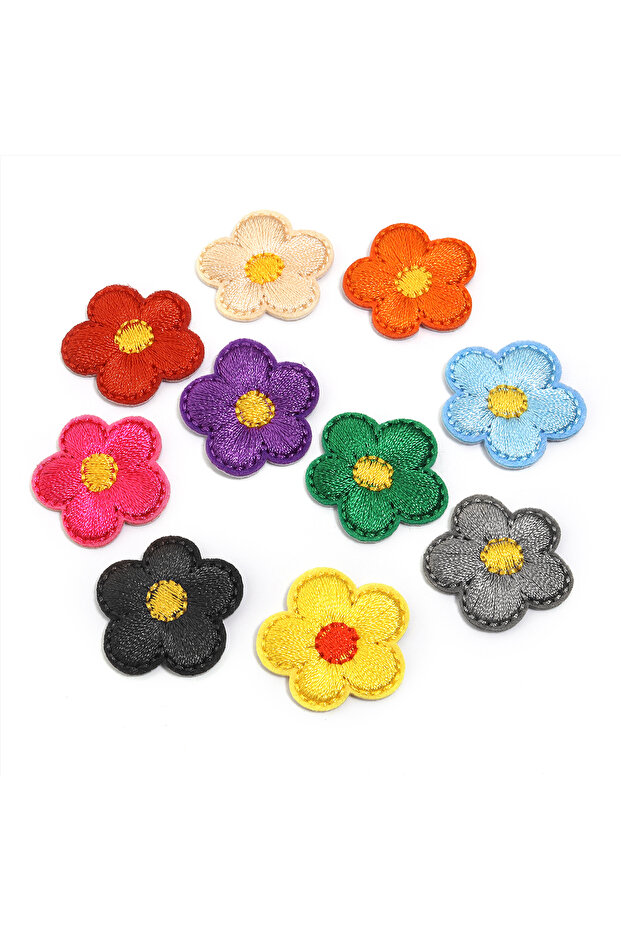 Mixed 10pcs/lot Small Flower Embroidered Patches Polyester Cartoon Flower Iron on Patches For DIY Cl