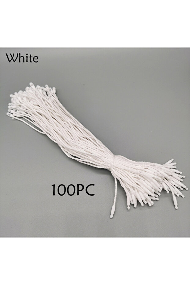 lenth 20cm WHITE 100Pcs Plastic Tag White Beige Black Hang Tag Polyester Rope Cotton String Snap Loc