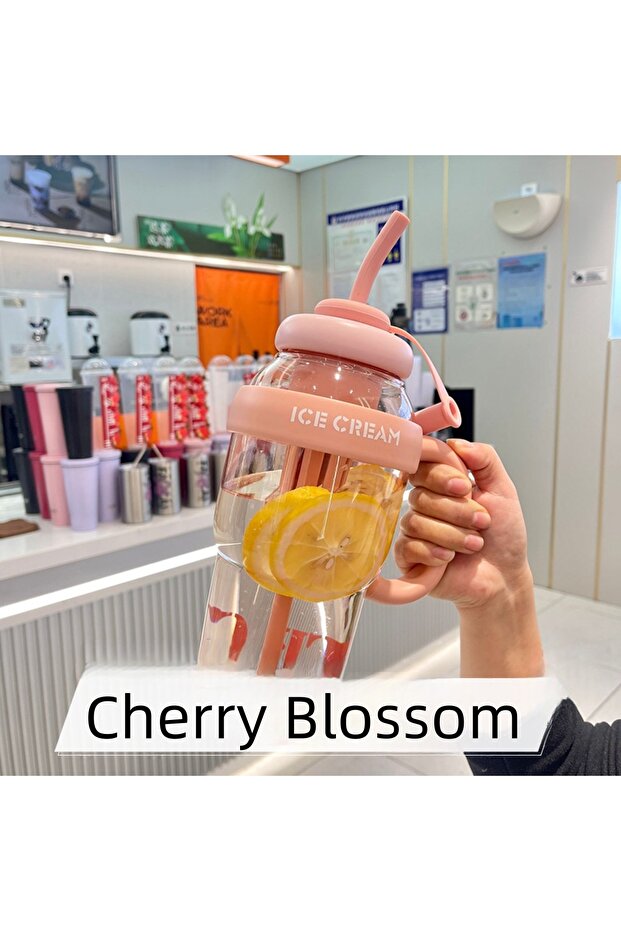 1300ml Pink 1300ML Large Capacity Plastic Water Bottle Cute Portable Children's Plastic Cup Leakproo
