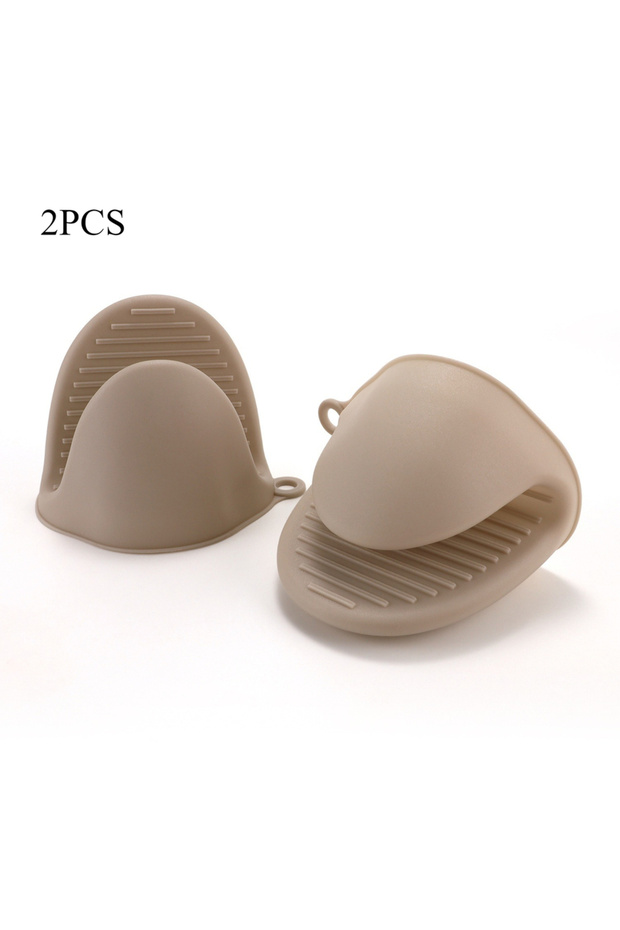 2pcs-grey 2PCS Heat Resistant Silicone Oven Mitts - Thickened Anti-Slip Pot/Bowl Clips, Essential Ba
