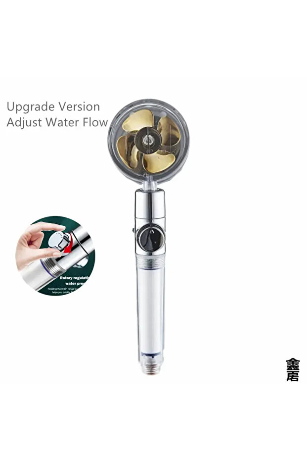 Upgrade Gold G371B Pressurized Shower Head Water Saving 360 Rotating Twin Turbo Pressurized Propelle