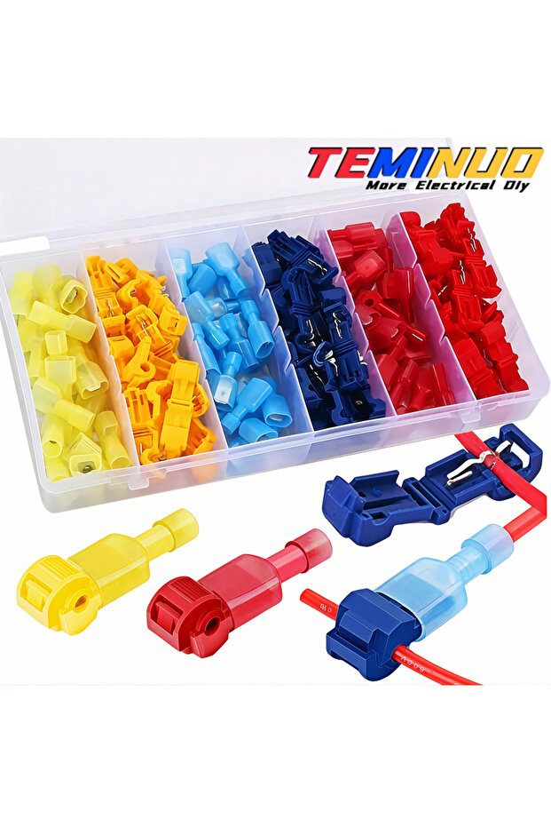 110pcs Mix In Box 30/70/110pcs T Tap Wire Connectors, Self-Stripping with Nylon Fully Insulated Quic