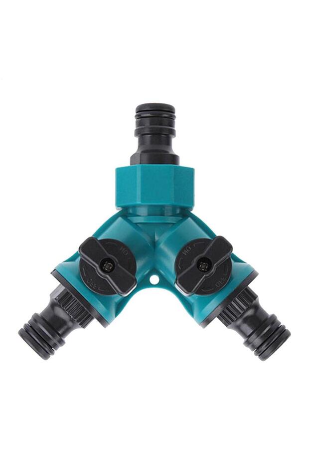 B 2 Way Garden Hose Splitter Garden Hose Connector with Faucet Watering Shut Off for Landscaping Fl.