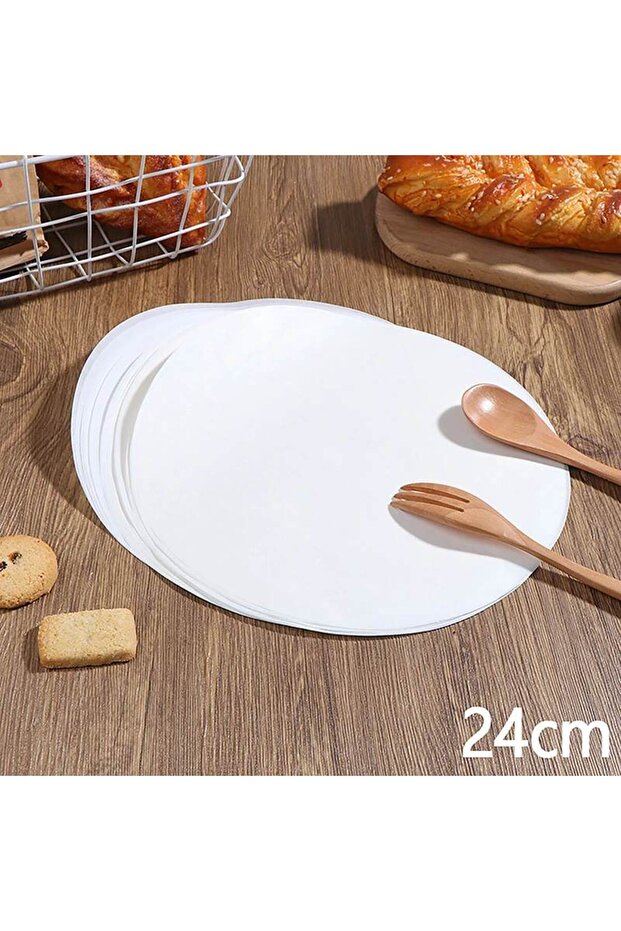 White 24cm 100pcs Round Baking Paper Wax Paper Sheets for Burger Press Non Stick Oil Proof Baking Pa