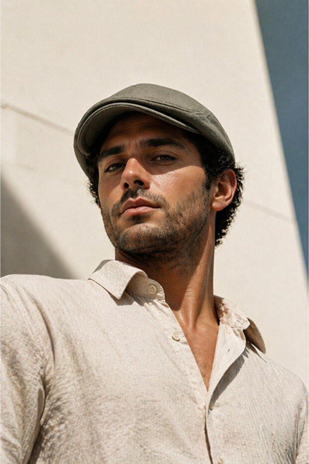 Men's Cap Hat Khaki Elastic Flexible Comfortable Sporty and Classic Combination