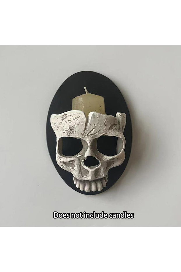 B 1 Pcs Home Resin Craft Skeleton Candlestick Pendant Gothic Style Wall Decoration Handicraft