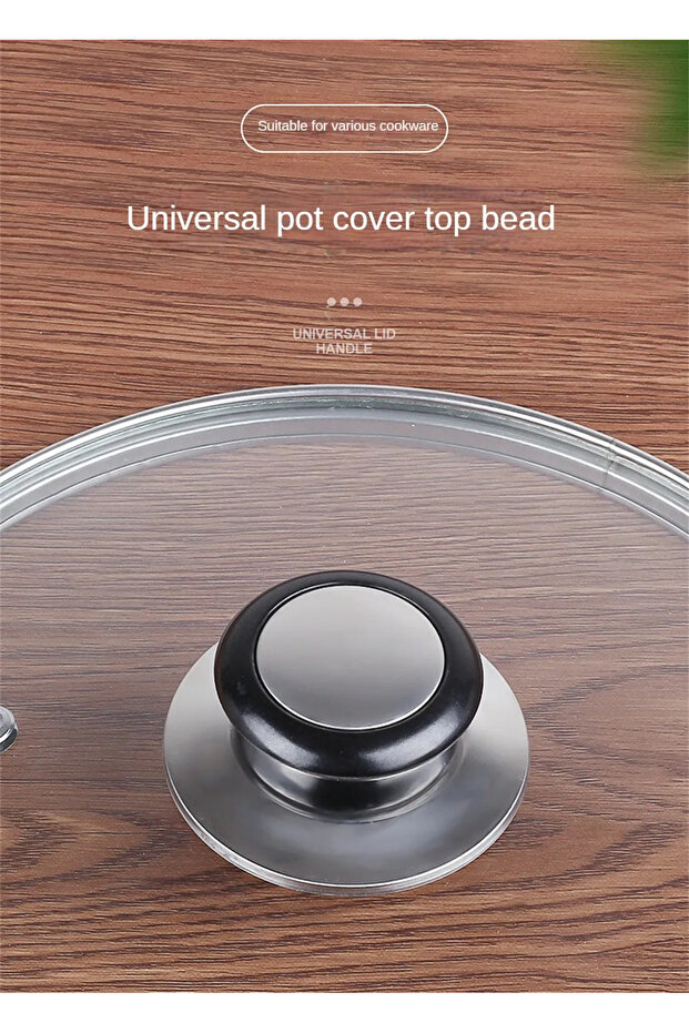 2pcs Black Stainless Steel Lid Knob 5mm-12mm Universal Replacement Carrying Handle for Glass Lid ...