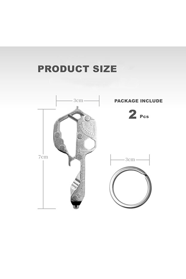 Silver Rafford 24-in-1 Keychain Multi-tool, 2Pcs Mini EDC Tool Kit Keychain Set with Bottle Opener W