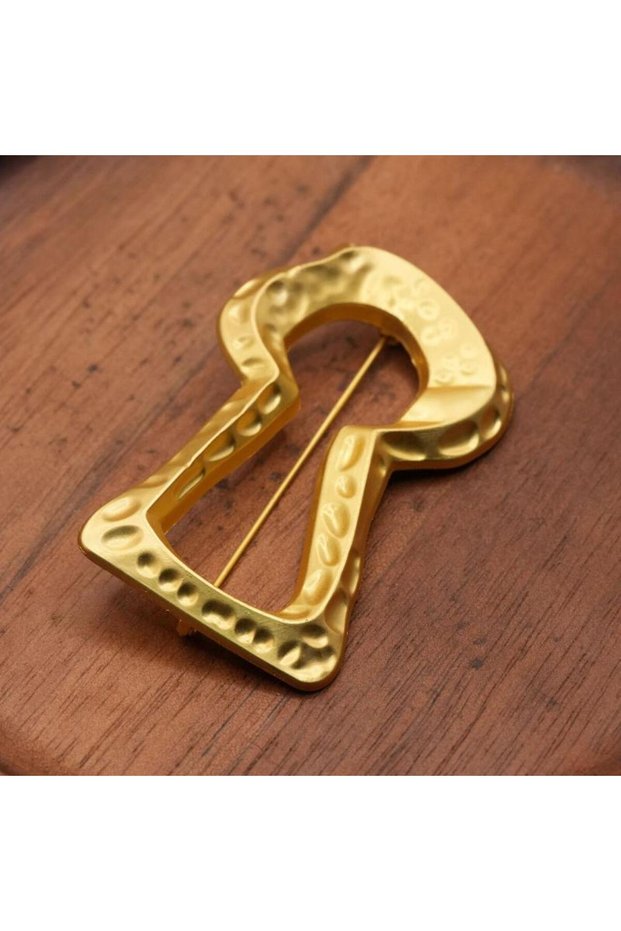 A7 Pleated Devil's Eye Brooch Alloy Keyhole Shape Glaze Luxury Badge Pin Trendy Tassels Banquet Clot