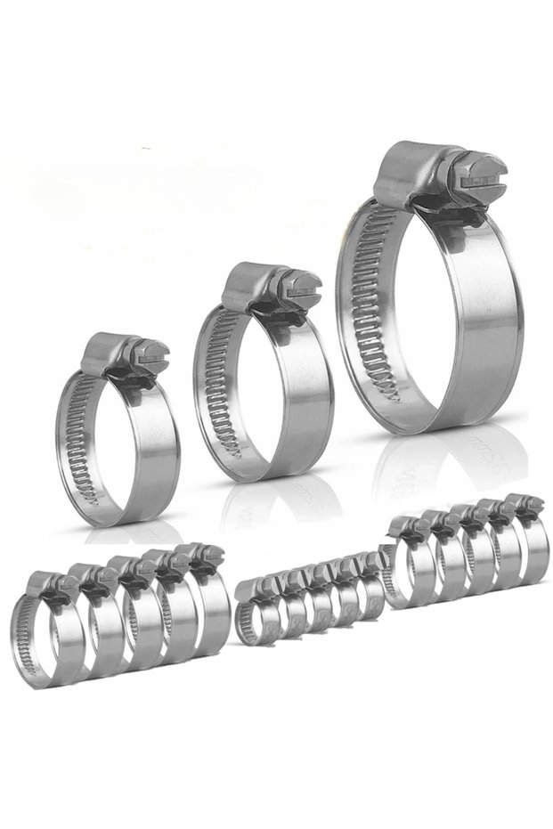 25pcs Stainless Steel Hose Pipe Clamps 16mm-70mm Cross German Hose Clamp Clips for Air Hose Water...