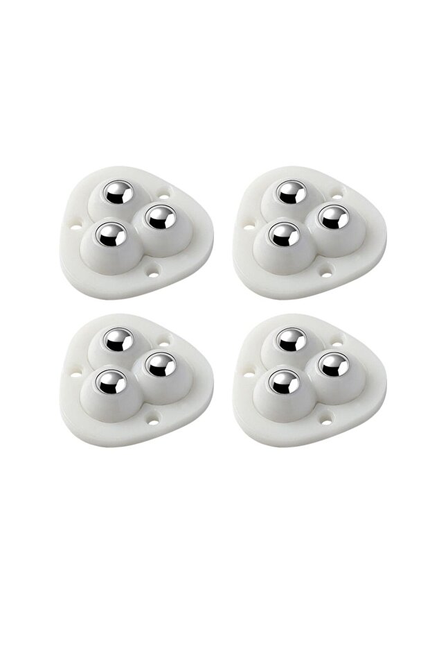 White 4Pcs Self Adhesive Pulley Universal Wheel 3 Beads Pulley Mute Ball For Household Storage Box C