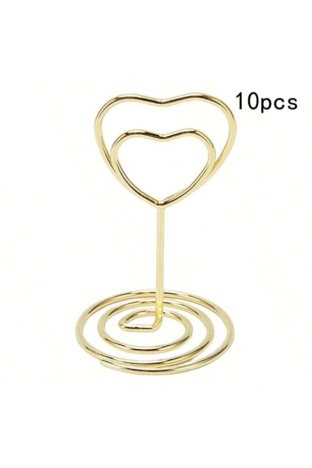 Gold 10pcs 10-50pcs Heart Shape Table Number Name Place Card Holders Stands Picture Memo Note Clips
