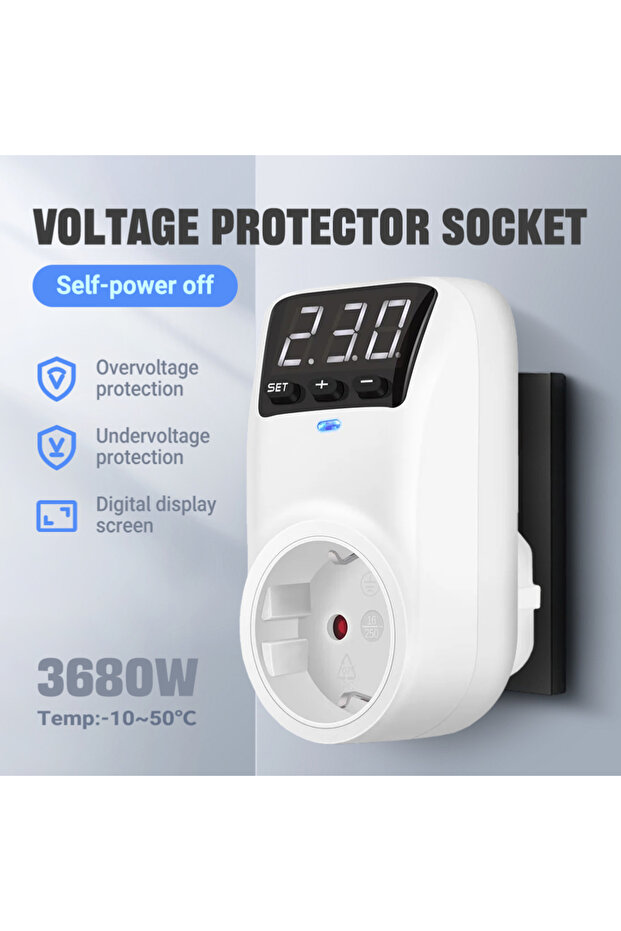 EU 230V 16A Adjustable Voltage Protector Socket with Automatic Reset Function - 16A/15A 230V/110V Su - 1