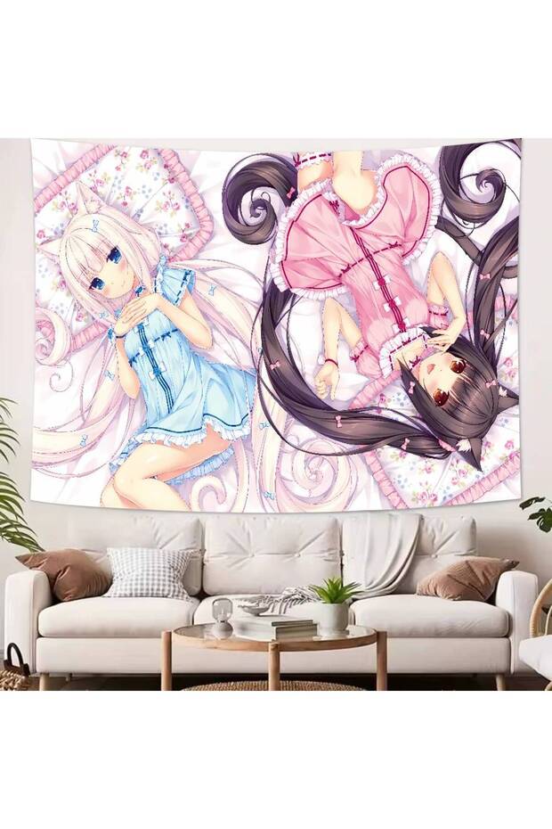 90x140cm z1 Kawaii HOT Girl Nekopara Tapestry Decoration Bedroom Dormitory Background Cloth Holiday