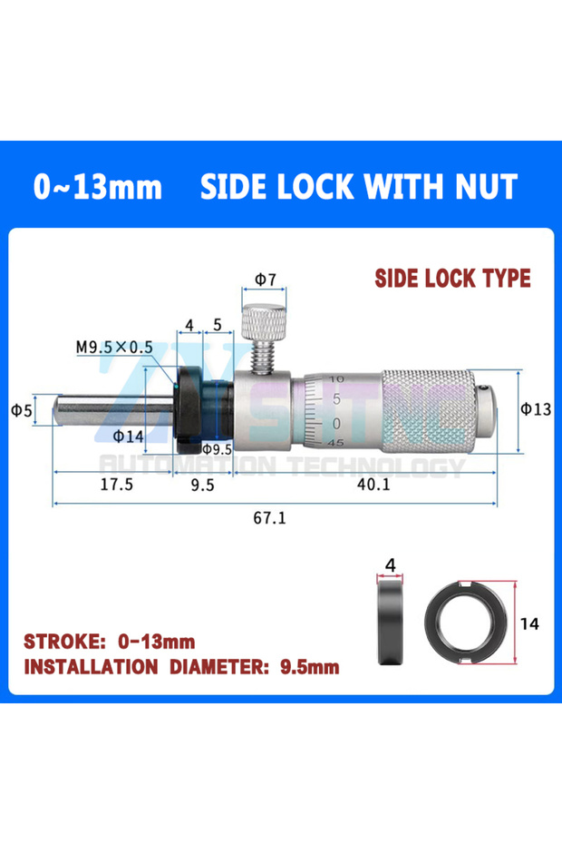 رأس ميكرومتر MT13-4-lock بقفل 0-13 مم 0-6.5 مم مع قفل، رأس ميكانيكي دقيق للغاية MCLN EPD A