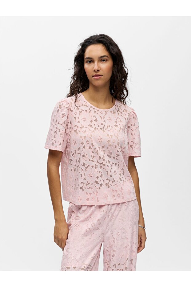 Bluse Spitzen Puffärmel - 1
