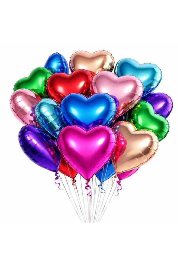 20 Pcs 18 Inch Heart Shape Foil Balloons – Metallic Helium for Birthday, Wedding, Anniversary