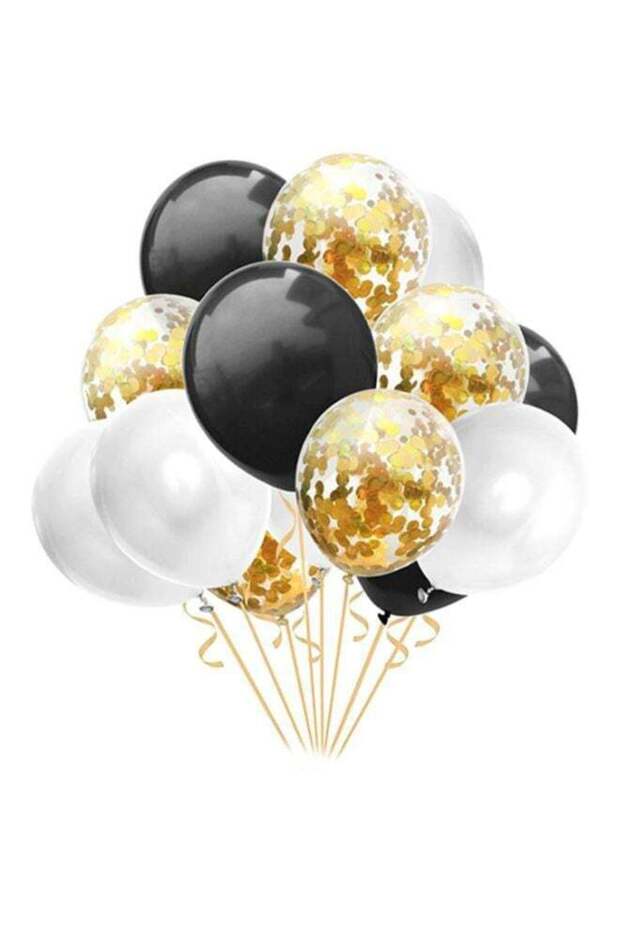 15-Piece Decorative Birthday Party Inflatable Balloon Set With Confetti 12inch