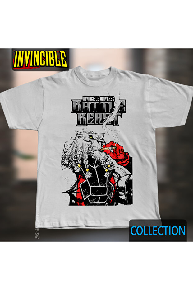 Invincible Comic Battle Beast Printed Oversize T-Shirt