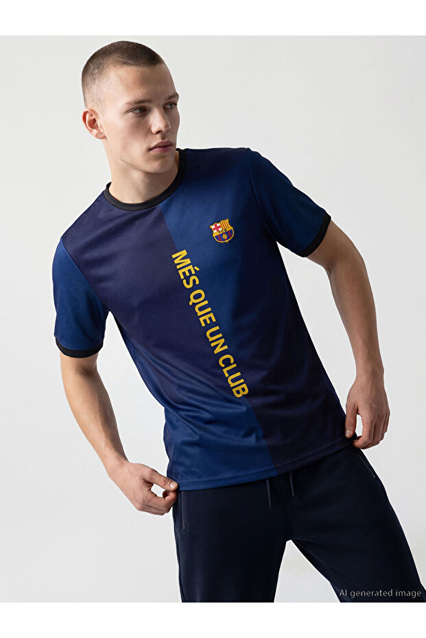 Nevavm Differential Oval Collar Fc Barcelona Printed Men's T-Shirt