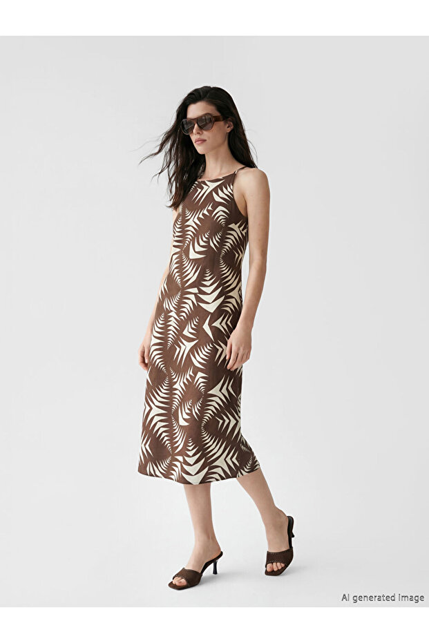 Esvab • Modern & Distinctive Halter Roba Collar Embroidered Rope Strap Dress