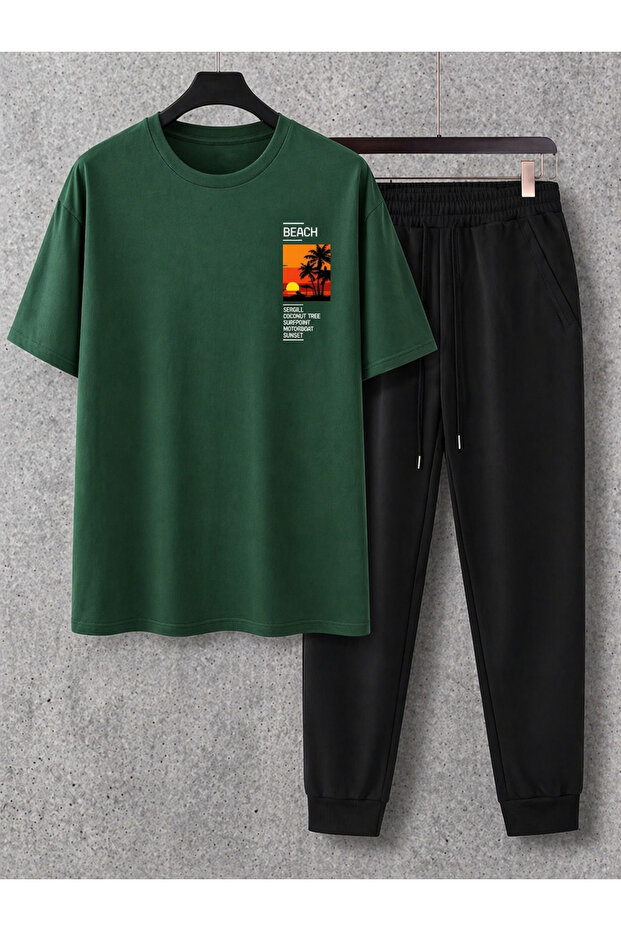 Beach Printed T-Shirt % Sweatpants Set