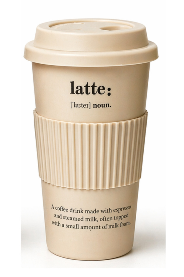 Porcelain Take Away Coffee Cup 370 ml – Non-Slip Handle, Lid, Mug Green