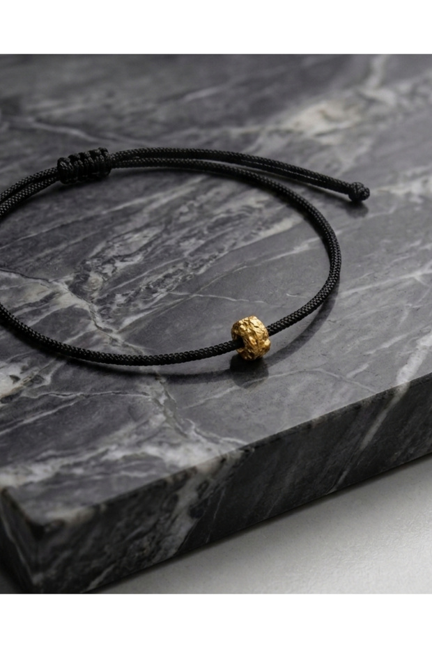 Lava Stone Black String Men's Bracelet, Elegant Simple Minimalist Men's Bracelet, Gift Waterproof Bracelet