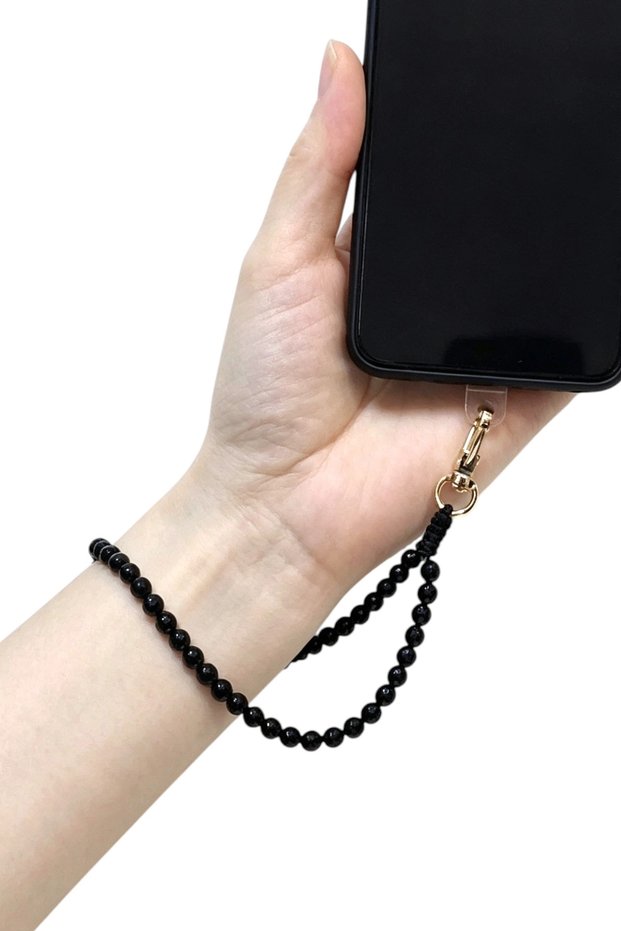 Phone Wrist Strap Black Onyx Natural Stone 677-2