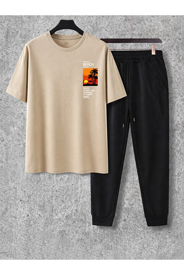 Beach Printed T-Shirt % Sweatpants Set