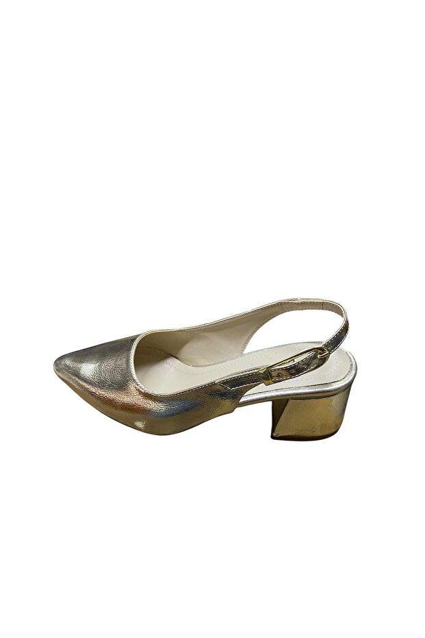 Women's Thick Heeled Patent Leather Open-Back Shoes