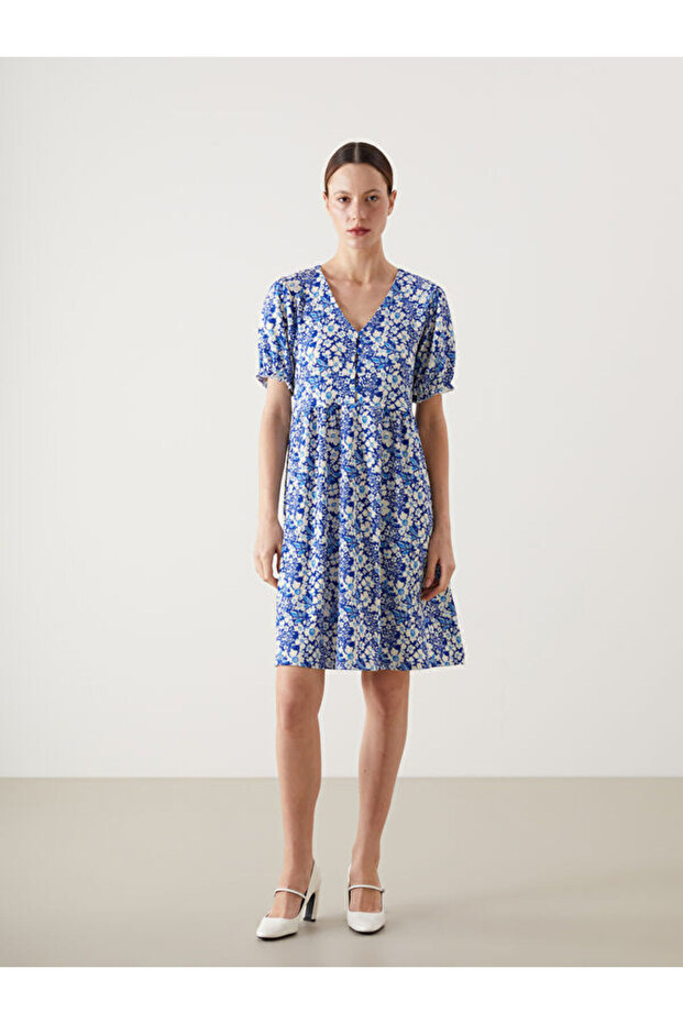 V-Neck Floral Dress