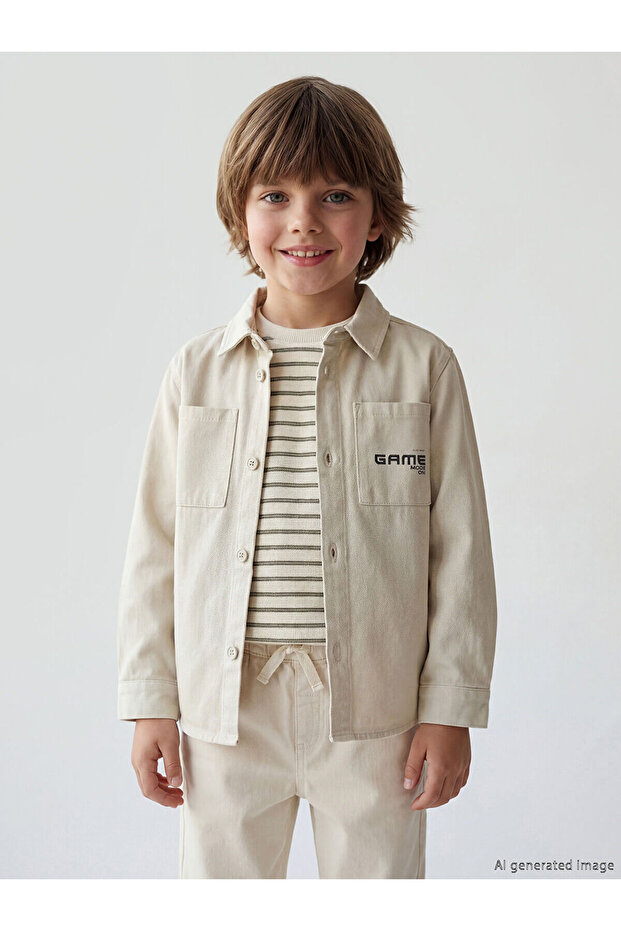 Nevavm Boys' Gabardine Shirt with Pockets