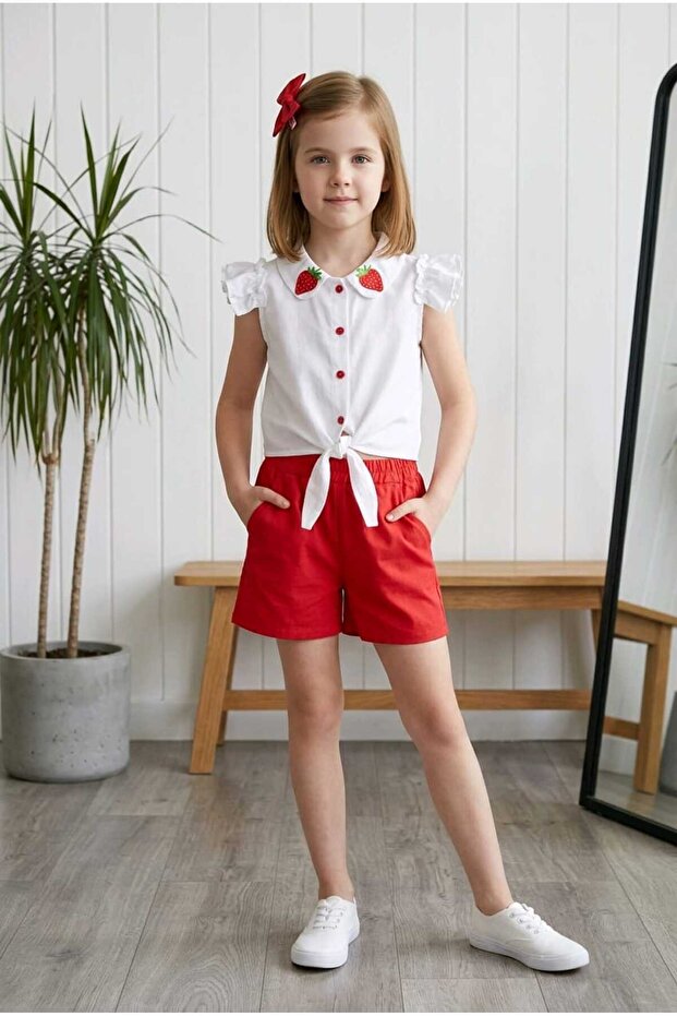 Strawberry-Themed Wonderful Summer Festive Three-Piece Set