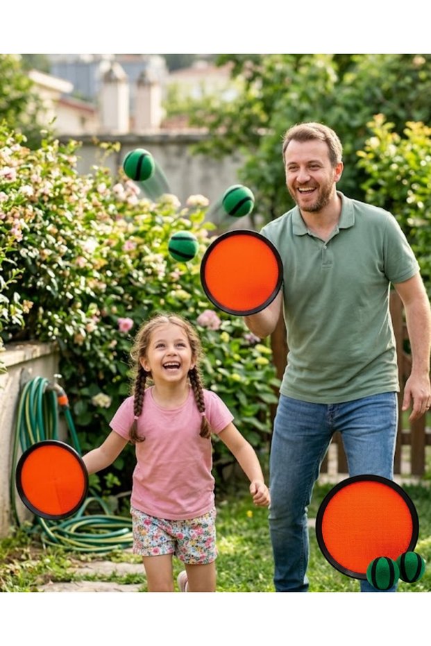 Ball Catching Game Velcro Racket Set Garden Park Beach Activity Toy