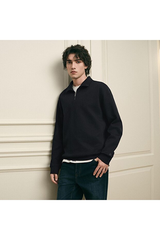 Men’s Regular Fit Lyocell Half-Zip Sweatshirt